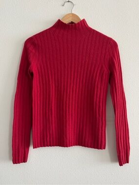 J.Crew Wide-Rib Cashmere Turtleneck Sweater in Cherry Red, size XS